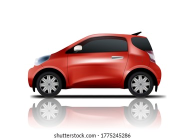 Red Realistic Midget Mini Car. EPS10 Vector