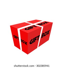 Red Realistic Package Cardboard Box with ribbon. Isolated on white background. Gift for you  Vector illustration