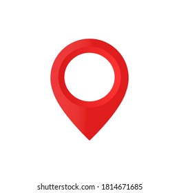 Red realistic pin location icon isolated on white background. Concept geo locality. Vector illustration.