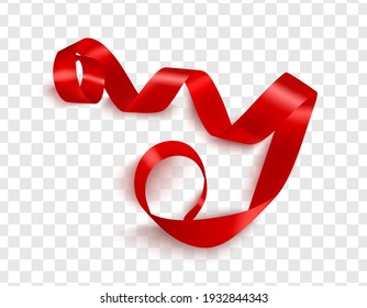 Red realistic ribbon isolated on a transparent background.Vector illustration.