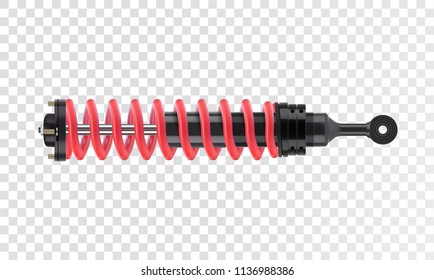 Red realistic shock absorber isolated on transparent background. Vector eps10