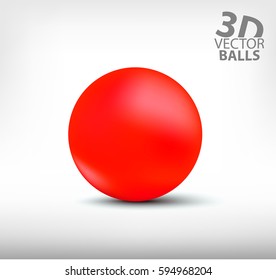 Red realistic sphere single. 3D vector balls