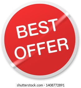 Red Realistic Sticker Blank with White Text