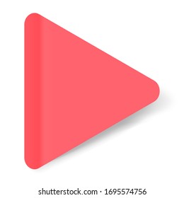 Red realistic triangular paper sticker with a peel off corner isolated on white. Blank templates of a price tags. Empty mockup for a memo and notice. Transparent shadows. Vector illustration