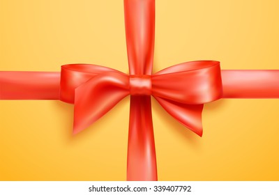 red realistic vector crosswise gift bow