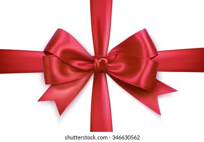 red realistic vector double cross gift bow