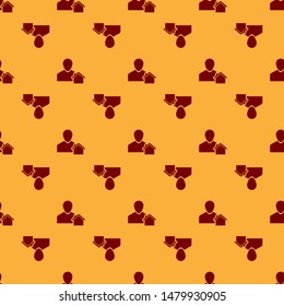 Red Realtor icon isolated seamless pattern on brown background. Buying house.  Vector Illustration