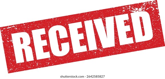 Red Received Rubber Stamp in Reverse Grunge Vector in Sharp Border, Transparent Background