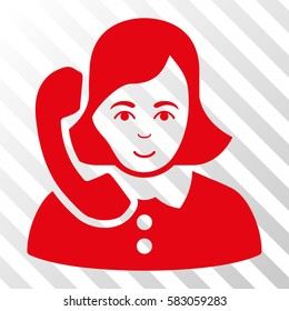 Red Receptionist interface pictogram. Vector pictograph style is a flat symbol on diagonal hatch transparent background.