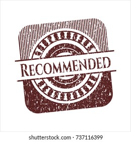 Red Recommended distressed rubber stamp