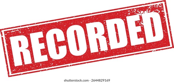 Red Recorded Rubber Stamp Word Text Written in Reverse Grunge Vector in Sharp Border, Vintage, Transparent Background