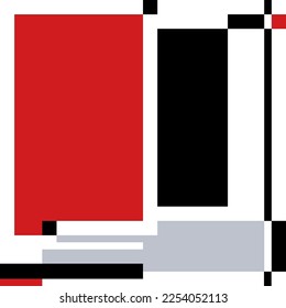 Red rectangle and black geometric elements. Abstract Geometric Composition. Avant-Garde graphic style design. Vector illustration. SSTKabstract