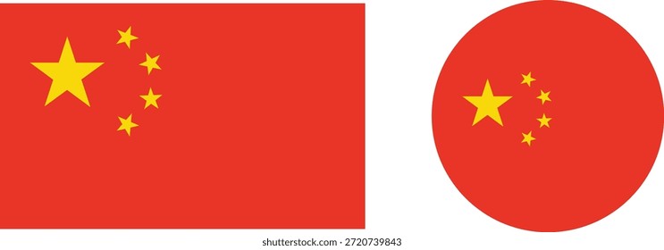 Rotes Rechteck und Kreis mit gelben Sternen, die die Nationalflagge Chinas repräsentieren