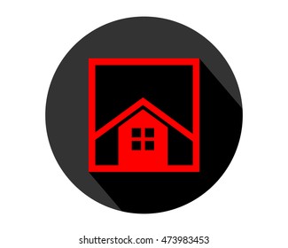 red rectangle house home housing residence residential real estate image vector icon logo symbol
