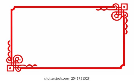 Red rectangle ornament, red corner frame ornament, frame design for invitation or wedding background