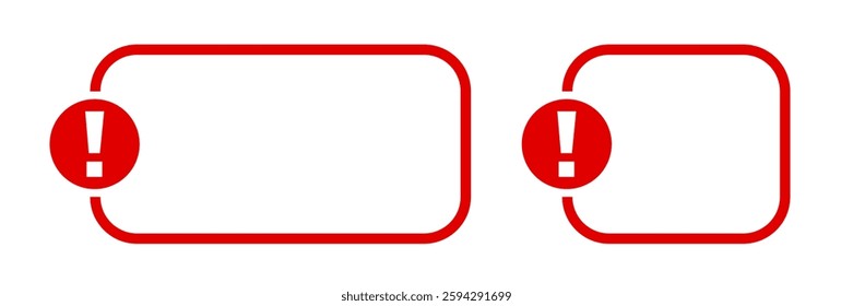 Red rectangles with exclamation marks inside circles, indicating alerts or warnings.