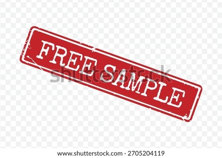 Red rectangular grunge rubber stamp with bold Free Sample text isolated on transparent background vector