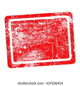 red rectangular grunge stamp with blank in the middle isolated on white background