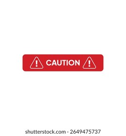 Um sinal retangular vermelho exibe "CUIDADO" em branco, flanqueado por ícones de triângulo de aviso branco, contra um fundo branco, criando um aviso simples e direto.
