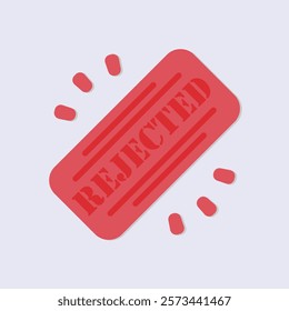 A red rectangular stamp with the word REJECTED on a light gray background with red scattered elements