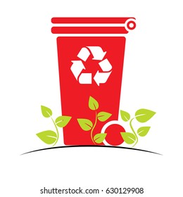 Red recycle bin