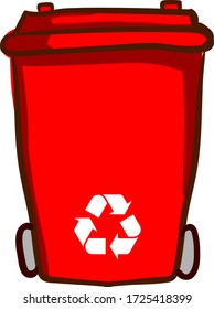 Red recycle bin, illustration, vector on white background