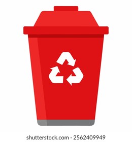 red recycle bin vector icon on white background