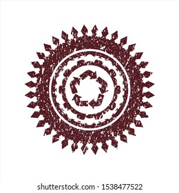 Red recycle icon inside grunge stamp