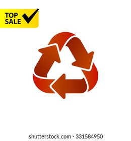 Red recycle vetor icon with gradient for web and mobile