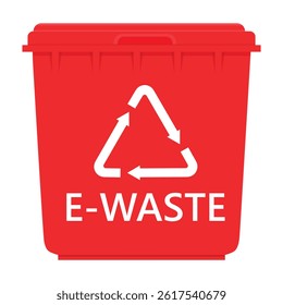 Red recycling garbage bin for e-waste  isolated on white background. Container for electronic trash, garbage. Separate waste collection concept