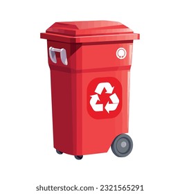 El cubo de basura de reciclaje rojo sobre blanco