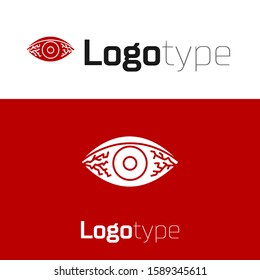 Red Reddish eye due to viral, bacterial or allergic conjunctivitis icon isolated on white background. Logo design template element. Vector Illustration