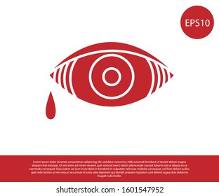 Red Reddish eye due to viral, bacterial or allergic conjunctivitis icon isolated on white background.  Vector Illustration