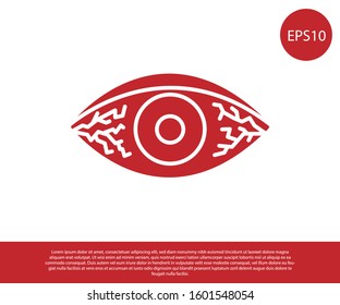 Red Reddish eye due to viral, bacterial or allergic conjunctivitis icon isolated on white background.  Vector Illustration