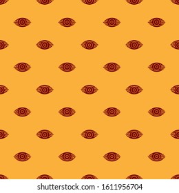 Red Reddish eye due to viral, bacterial or allergic conjunctivitis icon isolated seamless pattern on brown background.  Vector Illustration