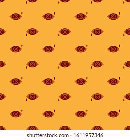 Red Reddish eye due to viral, bacterial or allergic conjunctivitis icon isolated seamless pattern on brown background.  Vector Illustration