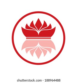 Red reflective crown in circle on white background.