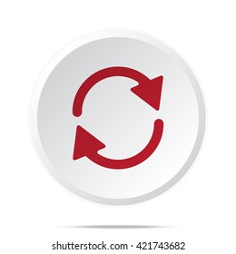 Red Refresh icon on white web button