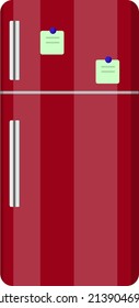 Red refridgerator, illustration, vector on a white background.