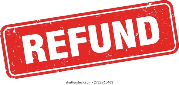 Red refund stamp on white background