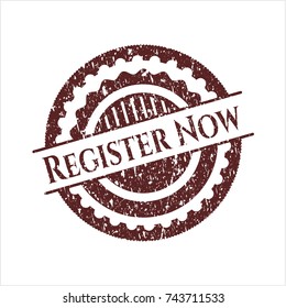 Red Register Now distressed rubber grunge texture stamp