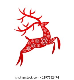 Red Reindeer Silhouette Snowflakes Vector Stock Vector Royalty Free