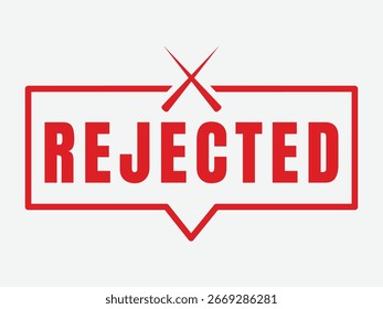 Red "Rejected" stamp with crossed lines, indicating disapproval or denial. Simple, bold design on a neutral background.