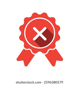 Red Rejection Badge. Declined Certification Ribbon