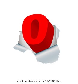 red relief zero number leaving a hole paper