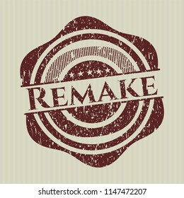 Red Remake distressed grunge style stamp