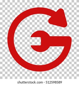 Red Repeat Service toolbar pictogram. Vector pictogram style is a flat symbol on chess transparent background.