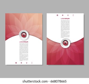 Red report brochure flyer design template vector. Abstract background. 