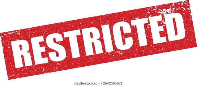 Red Restricted Rubber Stamp in Reverse Grunge Vector in Sharp Border, Transparent Background