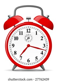 Red retro alarm clock - vector